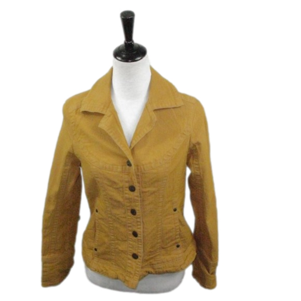 Christopher & Banks Mustard Yellow Snap Front Jean Jacket Size Small